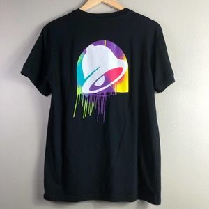Taco Bell Mens Work Uniform T Shirt Black Multicolor Medium